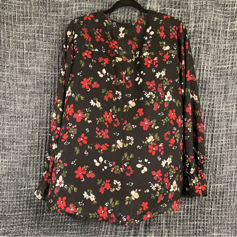 LANE BRYANT Black Sheer Peasant Blouse with Lining Women's Plus Size 20 #750 - Picture 2 of 7